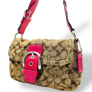 2007 Signature Soho Flap in Bright Pink Leather and Khaki Jacquard